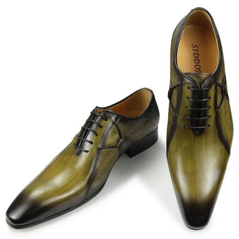 Men's Leather Oxfords Dress Shoes for Office Formal Events Stylish Pointed Toe Design